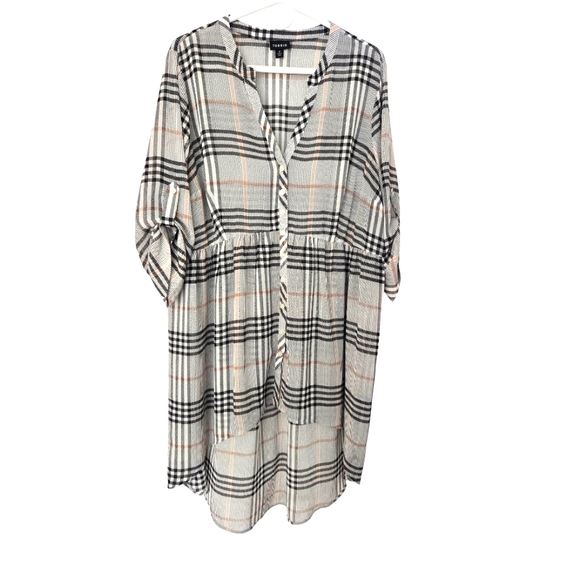 Torrid Sheer Plaid Button-Up Tunic Size 2 EUC - Picture 1 of 4